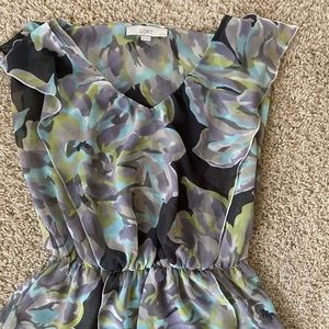 LOFT Sheer Multi-colored Peplum Ruffled Blouse